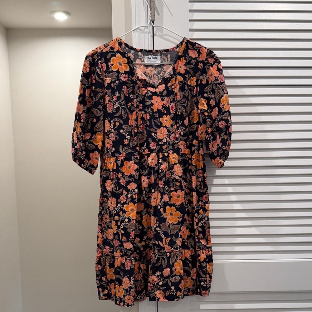 Old Navy Navy and Peach Floral Dress